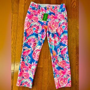 NWT Lilly Pulitzer Sadie Bennet Blue Bay Dreamin Stretch Pants Size 4 $118